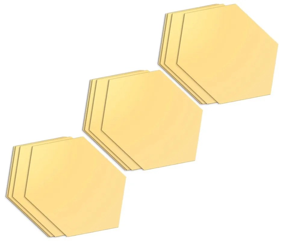 Autocolante de perete 12 buc. 17x20 cm Hexagons Gold – Ambiance