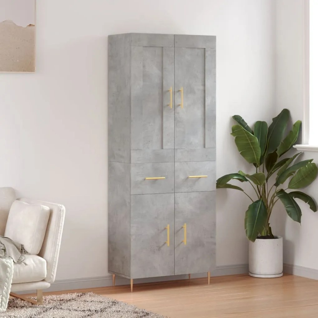 vidaXL Dulap înalt, gri beton, 69,5x34x180, lemn compozit