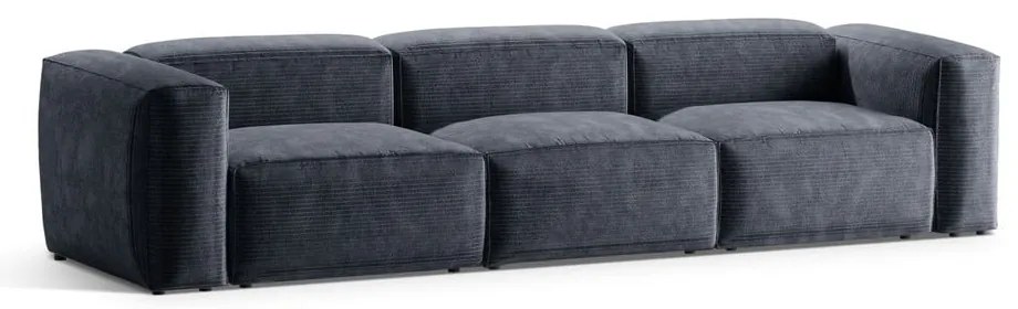 Canapea albastru prăfuit cu tapițerie din catifea reiată 364 cm Bergamo – Cosmopolitan Design