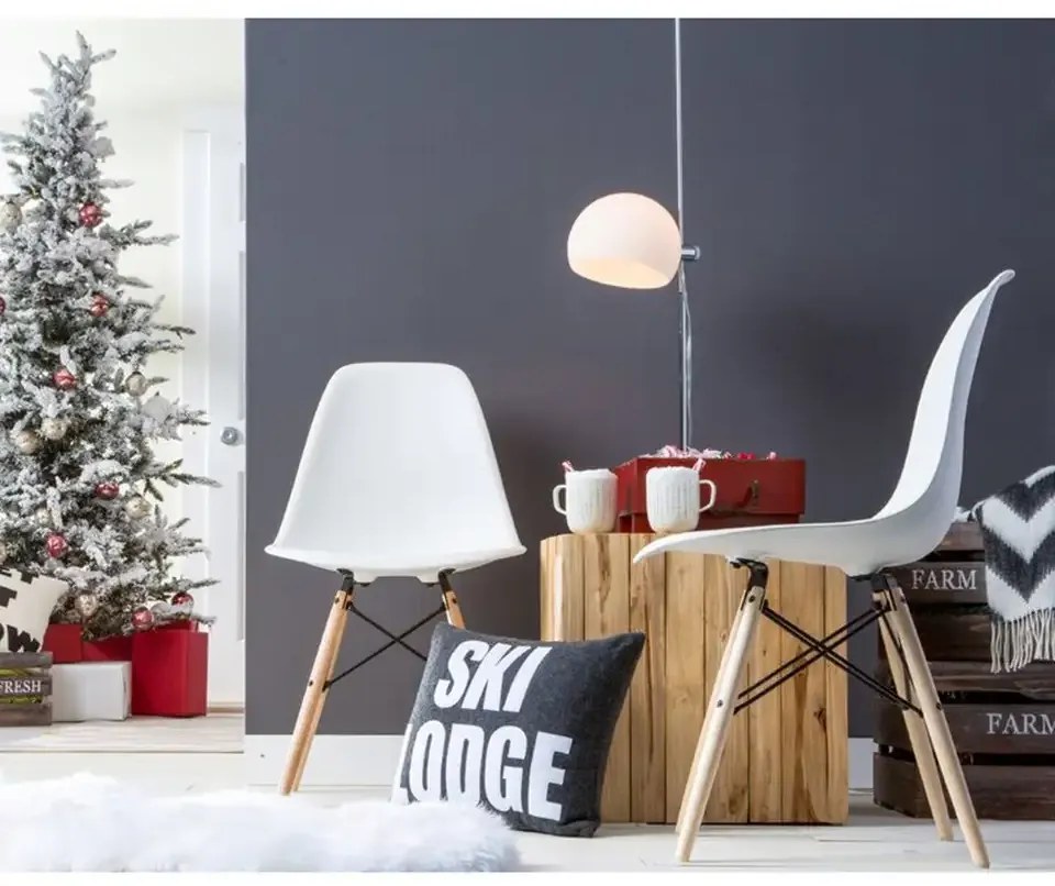 Scaune de sufragerie 4buc albe, stil scandinav Classic