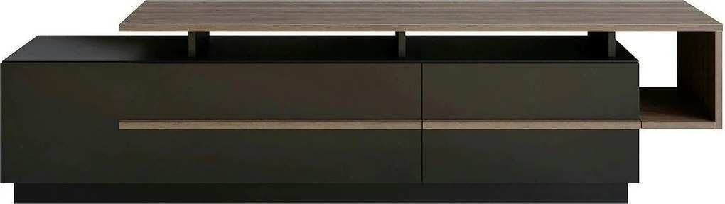 Comoda TV Pia, negru/nuc, PAL melaminat, 180x39x46 cm