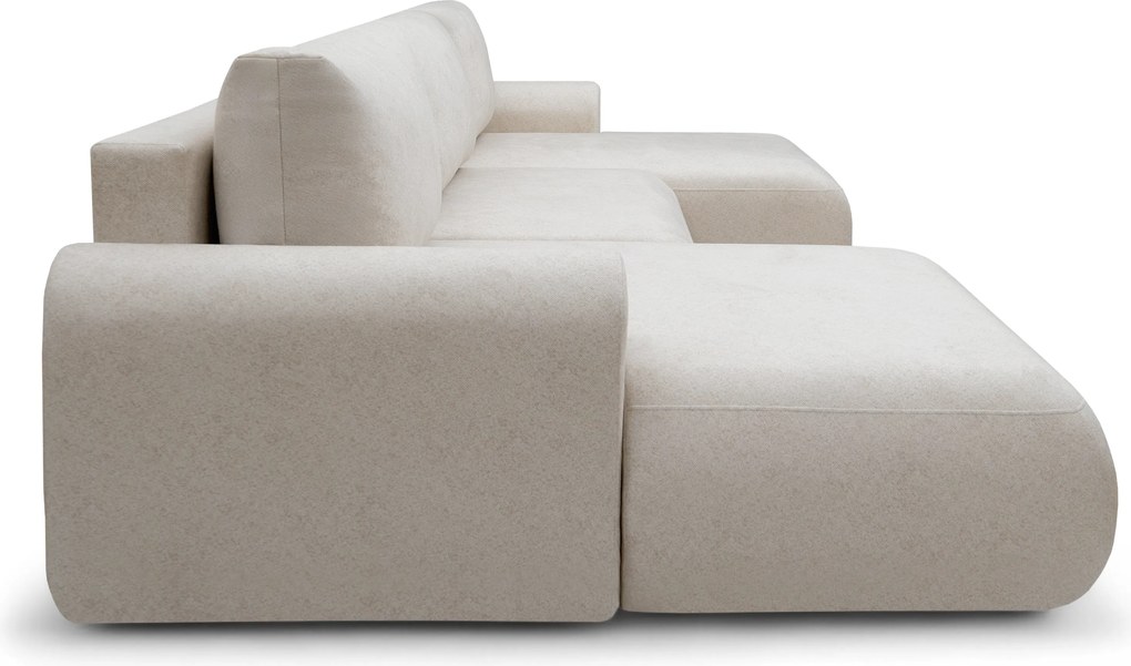 Colțar cu funcție de dormit Lotulis U - crem împletitură Ado 1601