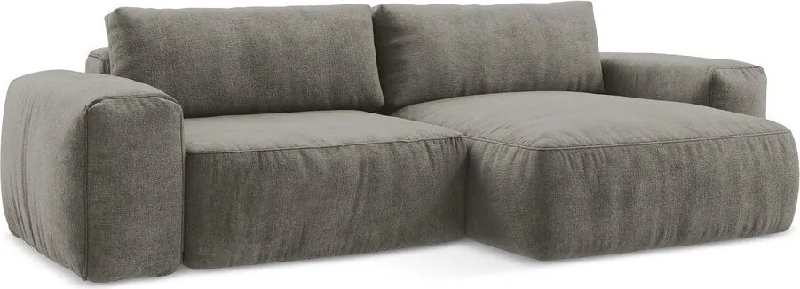 Colțar gri extensibil cu tapițerie din chenille (cu colț pe partea dreaptă/cu șezlong) Kuki – Makamii