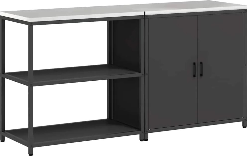 vidaXL Set de depozitare pentru bucătărie cu raft cu ușă 2 pcs Negru