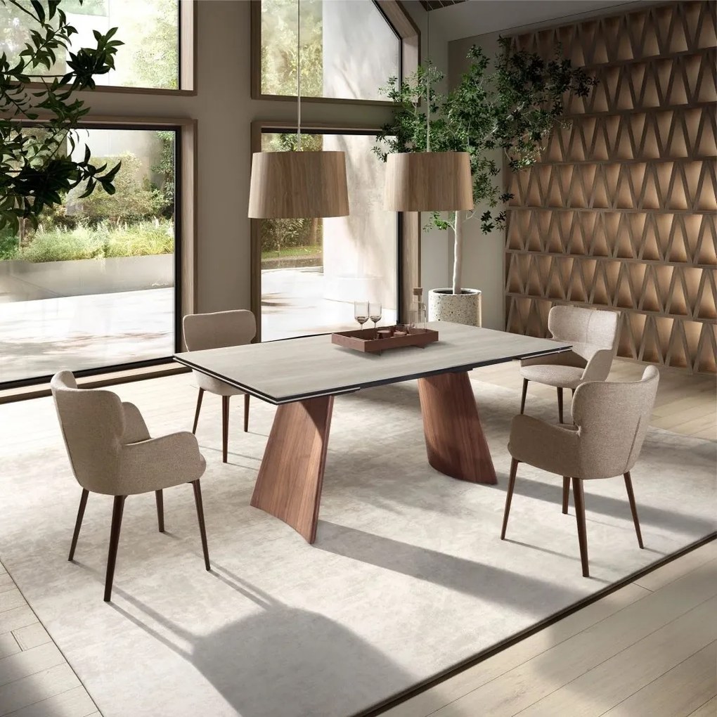 Masa extensibila cu blat din marmura portelanata 1164