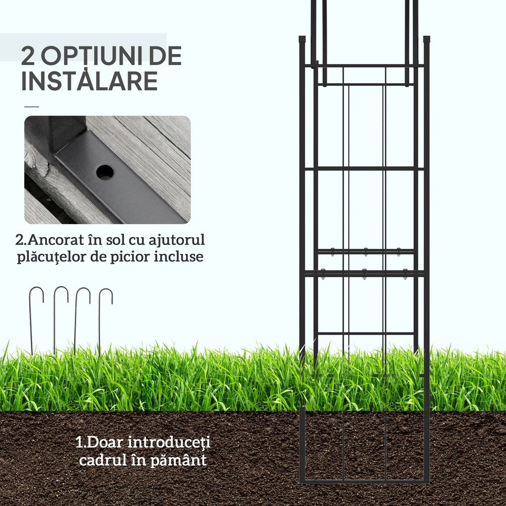 Outsunny Pergolă de Grădină pentru Cățărare Viță de Vie și Plante, 157x40x223 cm, Negru | Aosom Romania