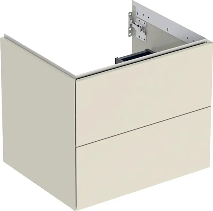 Dulap baza suspendat Geberit One gri nisip lucios 60 cm cu 2 sertare