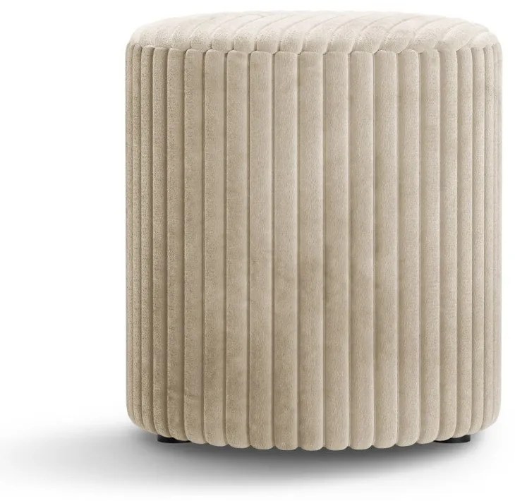 Taburet bej cu tapițerie din catifea reiată Dia – Micadoni