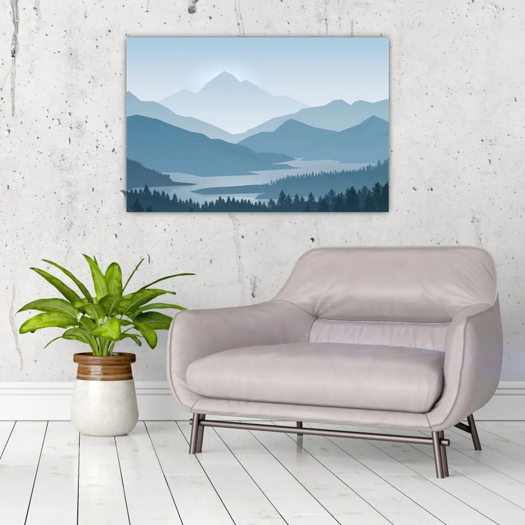 Tablou - Munții cu privirea graficeanului (90x60 cm)