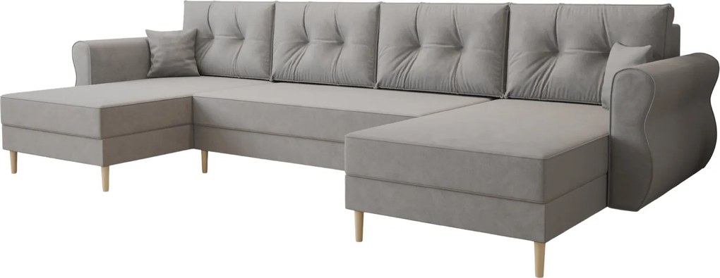 PROMO Coltar extensibil in U SILVIANO 300x140 cm, gri + 2 perne GRATUIT II. calitate