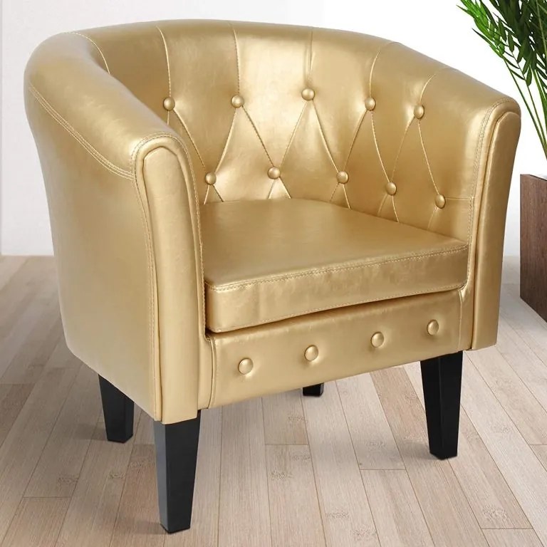 Fotoliu Chesterfield, 58 x 71 x 70 cm, auriu