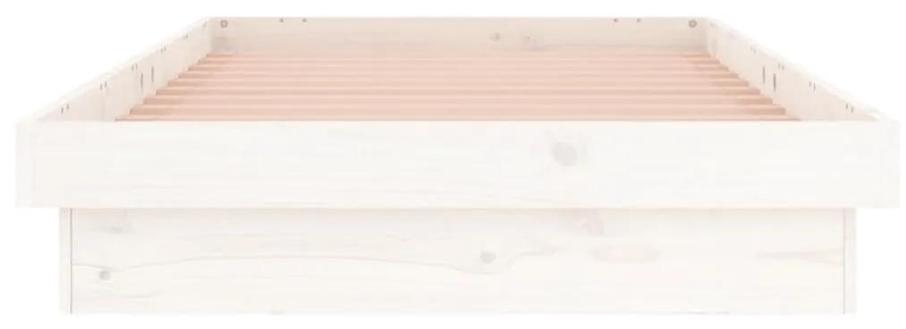 Cadru de pat cu LED, mic Single 2FT6, alb, 75x190 cm lemn masiv Alb, 75 x 190 cm
