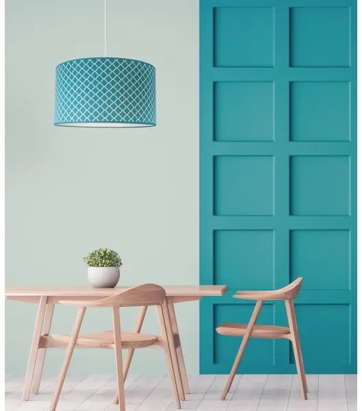 Lustră pe cablu Duolla MAROKO 1xE27/40W/230V d. 45 cm turcoaz/alb