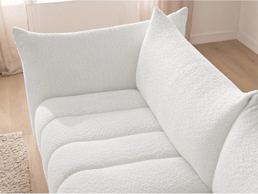 Colțar alb cu tapițerie din țesătură bouclé (cu colț pe partea stângă/cu șezlong) Azra – Bobochic Paris