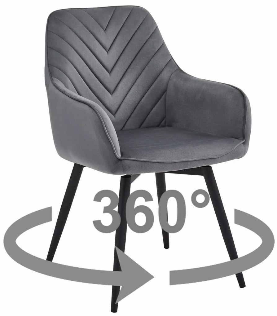 Scaun de masa rotativ NANA360 VELVET, gri inchis