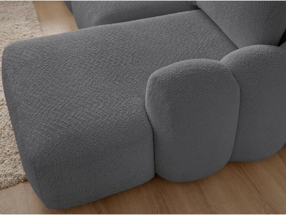 Colțar gri extensibil/cu spațiu de depozitare cu tapițerie din țesătură bouclé (cu colț pe partea dreaptă/cu șezlong) Montaigne – Bobochic Paris