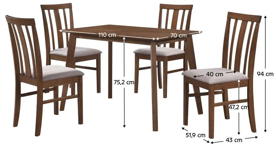 Set mobilier sufragerie Republica (nuc + bej) (pentru 4 persoane). 1116489