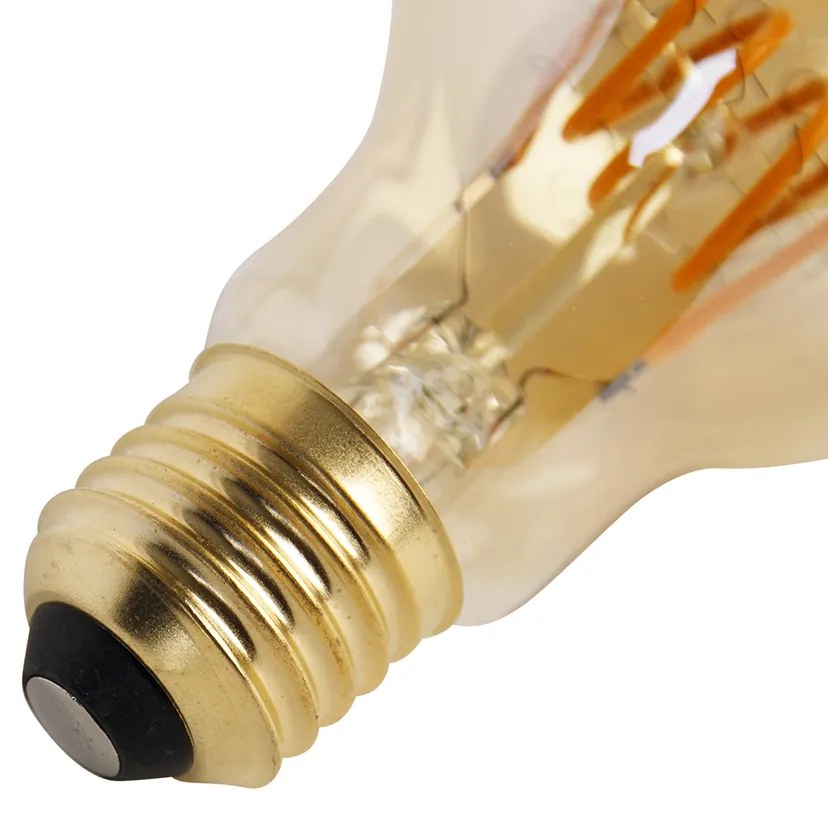 Set de 5 becuri LED E27 cu filament spiralat, reglabile, A60 Goldline 4W 270 lm 2200K