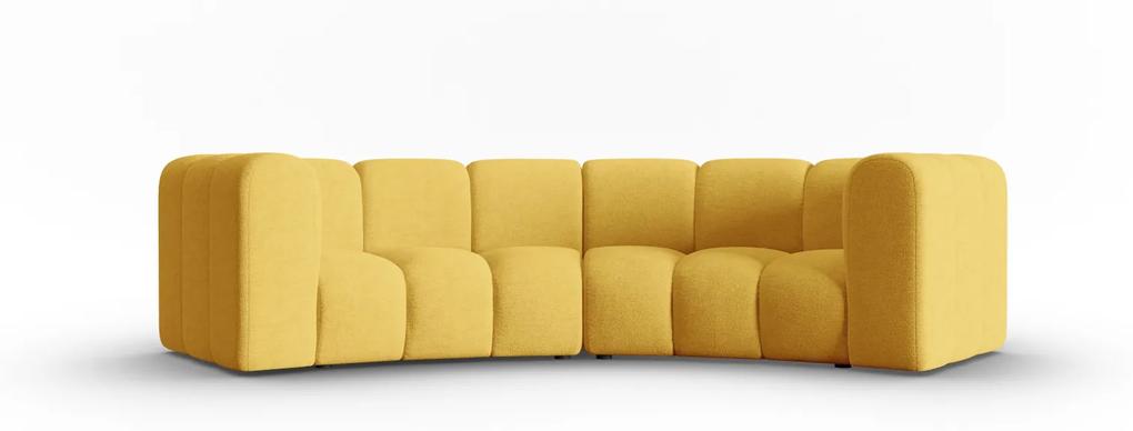 Canapea Lupine cu 3 locuri pe semirotund si tapiterie din tesatura structurala, galben
