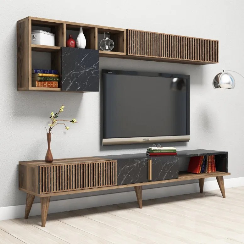 Comoda TV Milan - Walnut, Negru