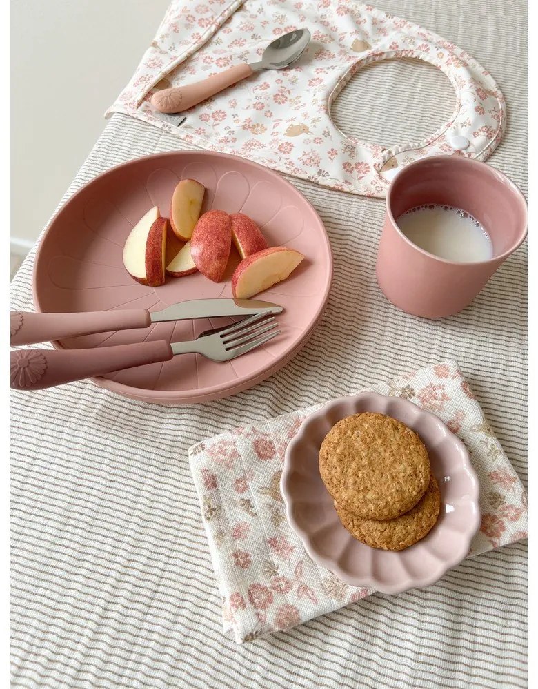 Tacâmuri pentru copii, roșu/somon din silicon 3 buc. Rose Mix – Cam Cam Copenhagen