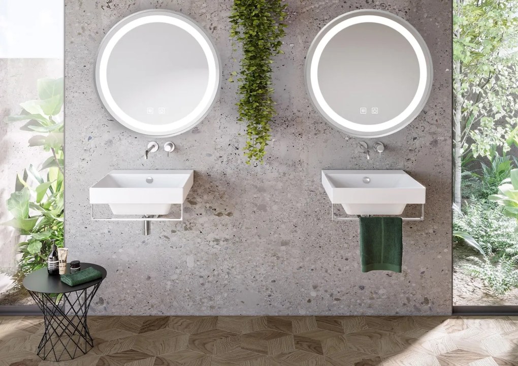 Oglinda LED 60 cm MMJ argintiu periat