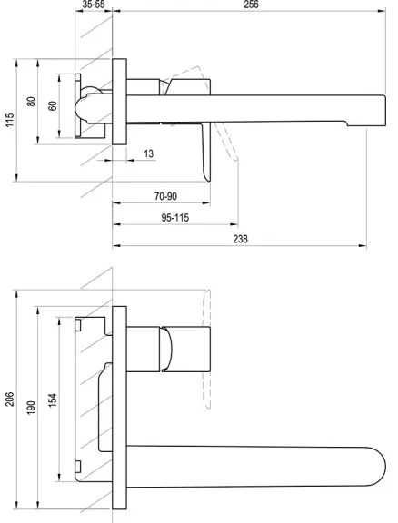 Ravak X070146 - Baterie pentru lavoar incastrată PURI, crom lucios