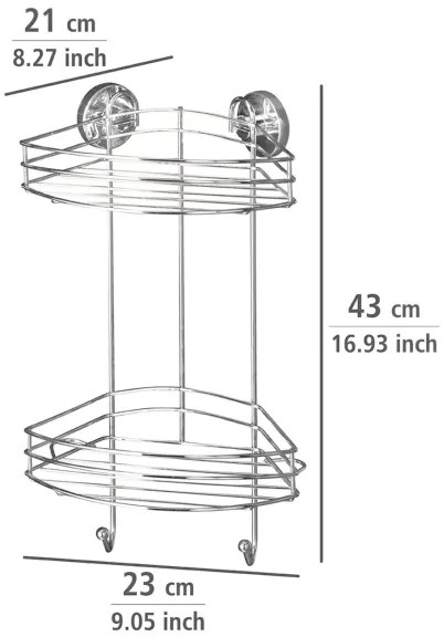 WENKO 20885100 - Raft de colț VACUUM-LOC RUND, oțel rotund, 24,5 x 41 cm, crom lucios