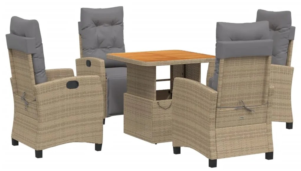 3277424 vidaXL Set mobilier de grădină cu perne, 5 piese, bej, poliratan