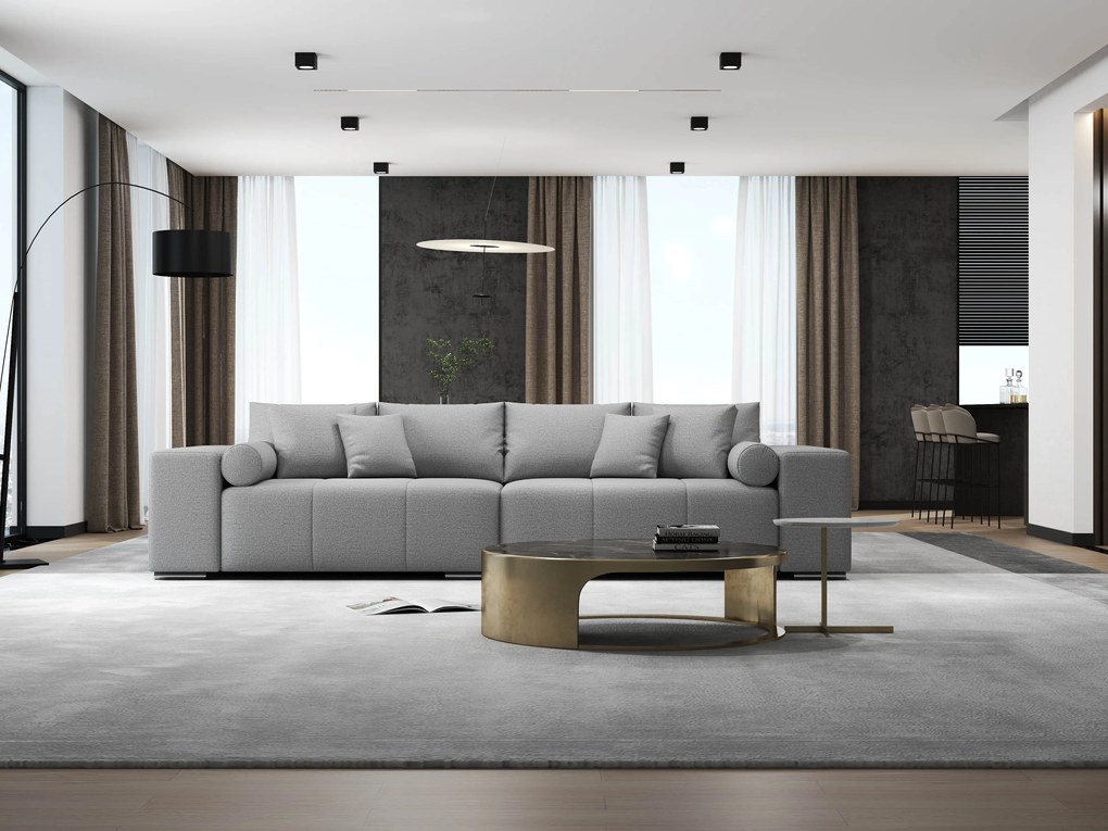 Canapea extensibilă dumonde cu ladă de depozitare si sezut confortabil din spuma high-density, Marbela Enjoy Grey XXL 295x100 cm