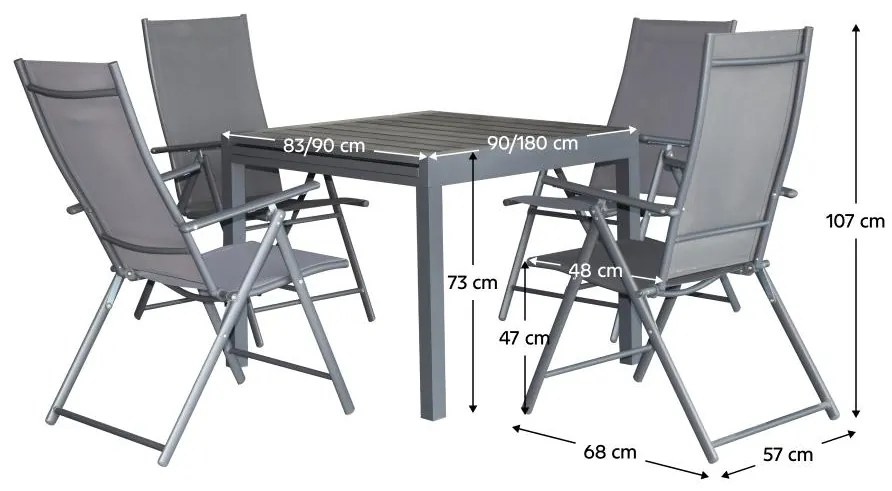 Set mobilier de grădină Numeral (gri închis) (pentru 4 persoane). 1116424