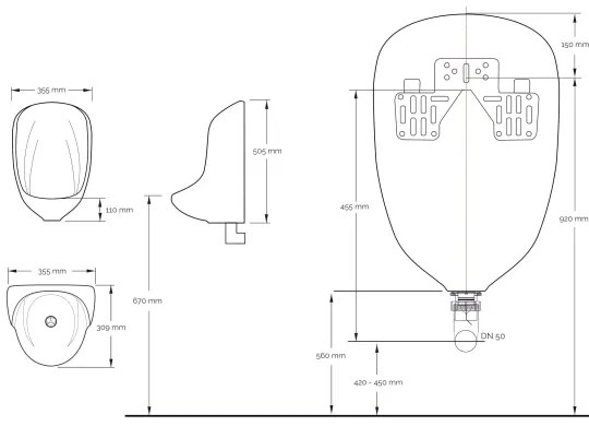 EcoStep 30013 - Pisoar fără apă P10 ceramică/alb