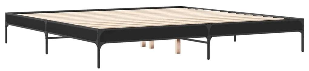 845001 vidaXL Cadru de pat negru 180x200 cm din lemn prelucrat și metal
