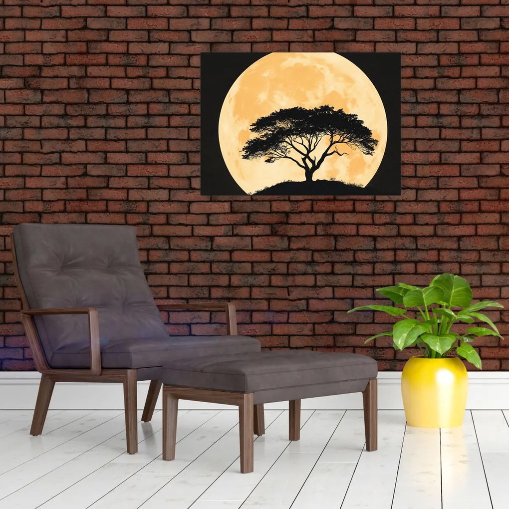 Tablou pe sticlă – Arbore în lună plină aurie II. (70x50 cm)