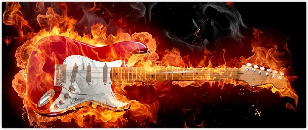 Tablou - Gtara în flăcări (120x50 cm)