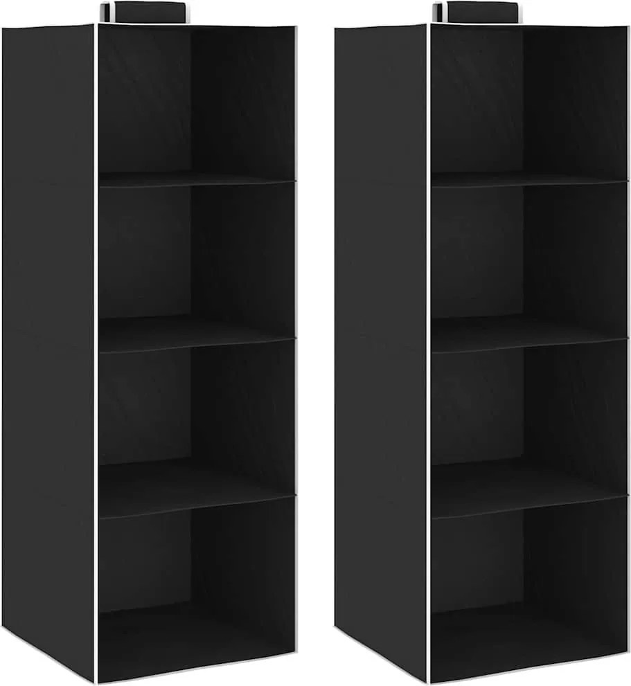 vidaXL Organizatoare suspendate dulap, 2 buc., cu 4 rafturi, textil