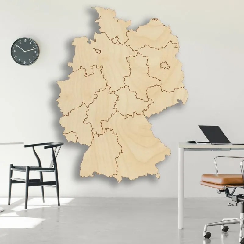SENTOP | Hartă de perete din lemn a Germaniei - 16 piese | DOUU
