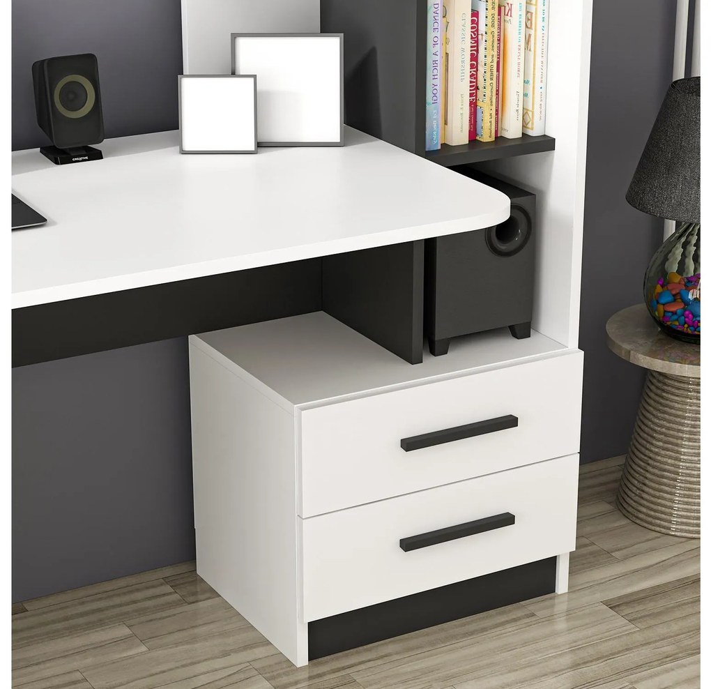 Masă PC Aslan (Alb + Negru). 1088786