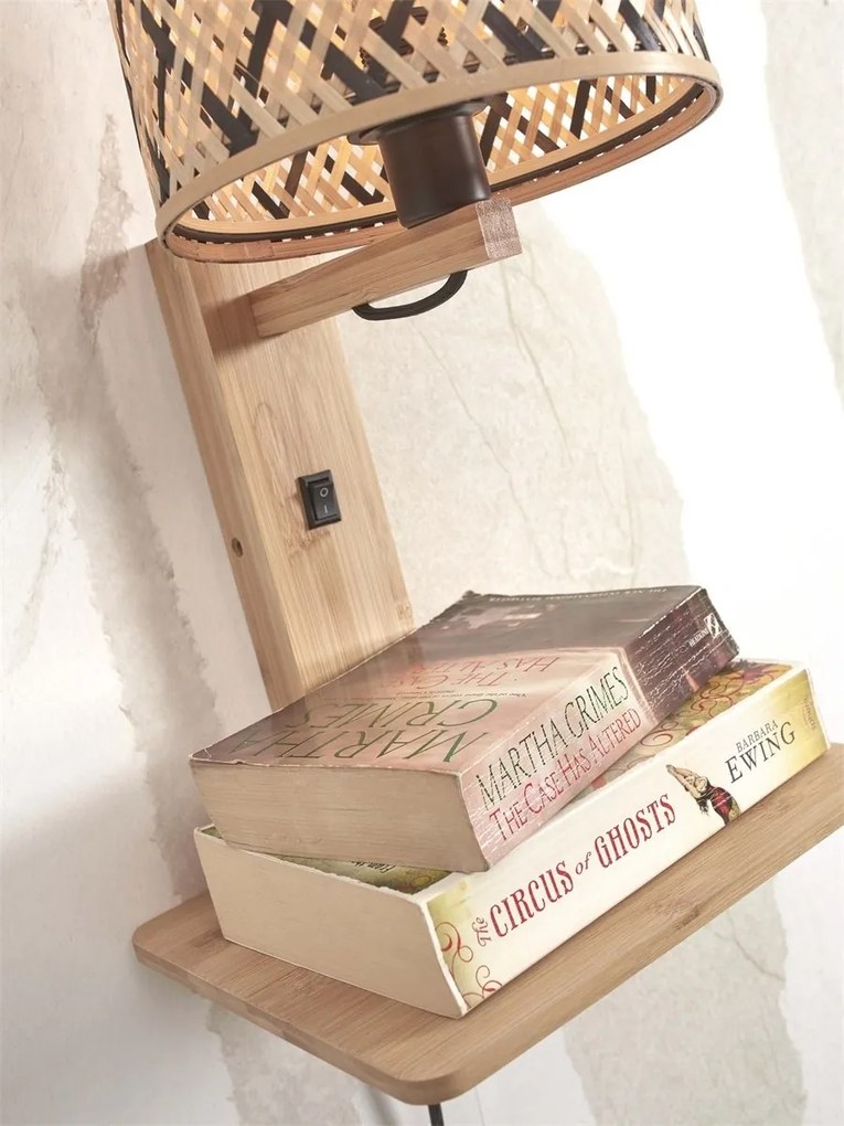 Aplica de perete eco din bambus cu polita Java shelf nat/18x15, bl/nat