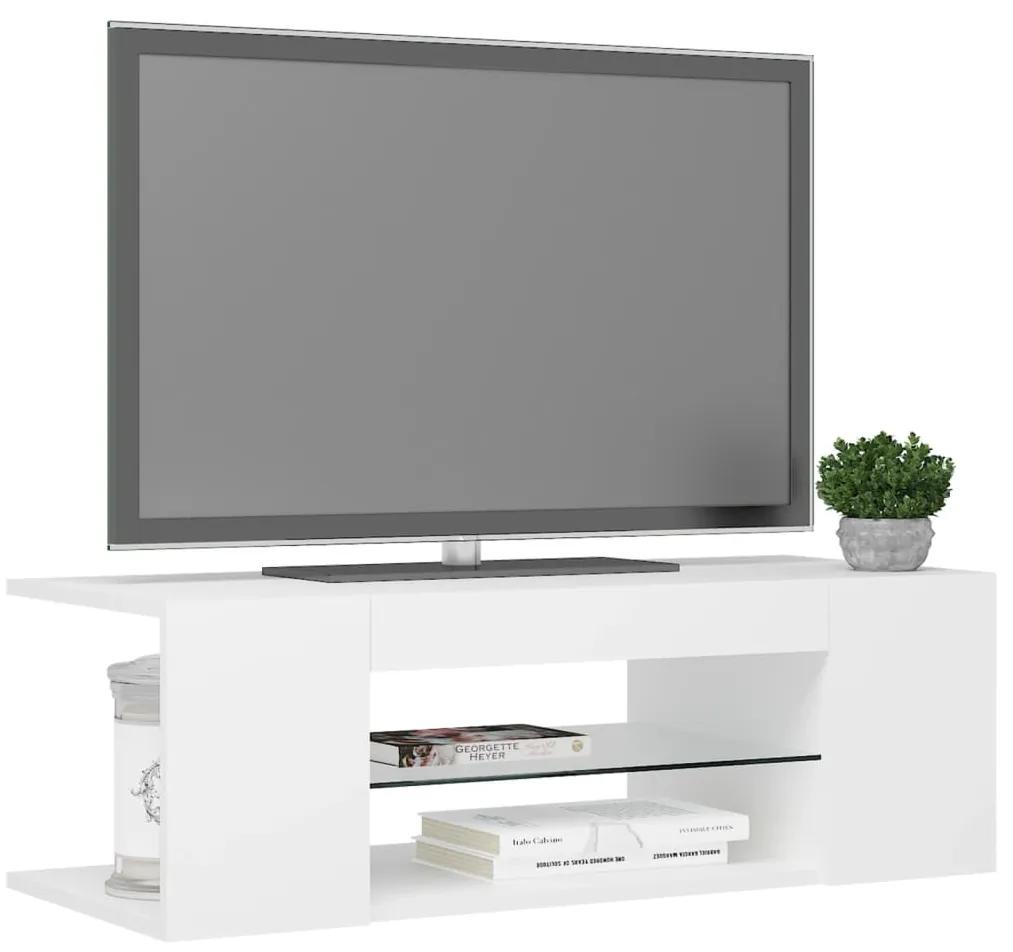 Comoda TV cu lumini LED, alb, 90x39x30 cm 1, Alb