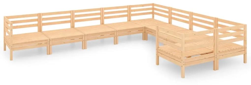 Set mobilier de gradina, 9 piese, lemn masiv de pin Maro, 1