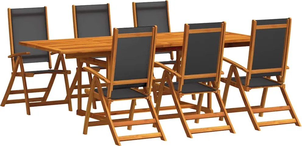 vidaXL Set mobilier de grădină, 7 piese, lemn masiv acacia/textilenă