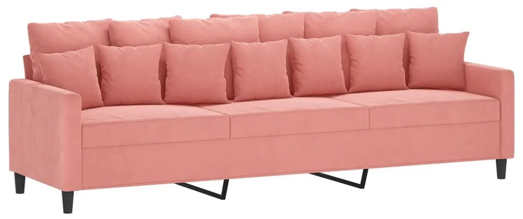 348898 vidaXL Canapea cu 3 locuri, roz, 210 cm, catifea