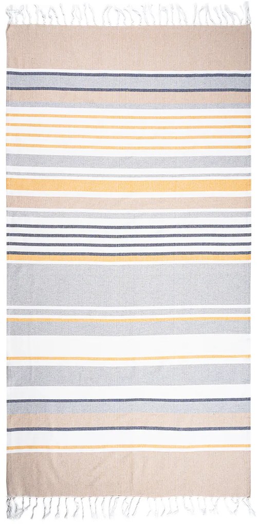 Prosop Fouta Stripes yellow cu franjuri, 90 x 170 cm