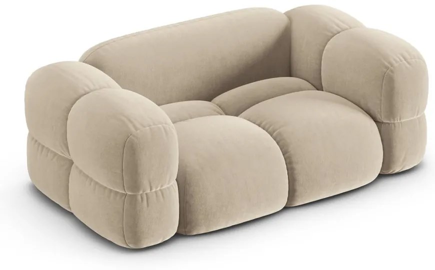 Canapea bej cu tapițerie din catifea 180 cm Loretto – Cosmopolitan Design