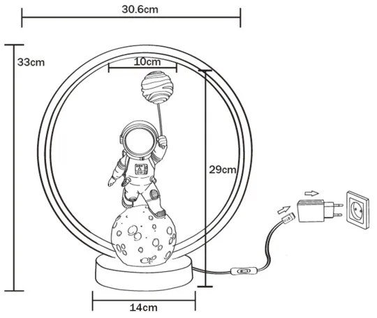 Lampă LED de masă Zuma Line EX04F307U-1 ASTRONAUT LED/4W/5V negru