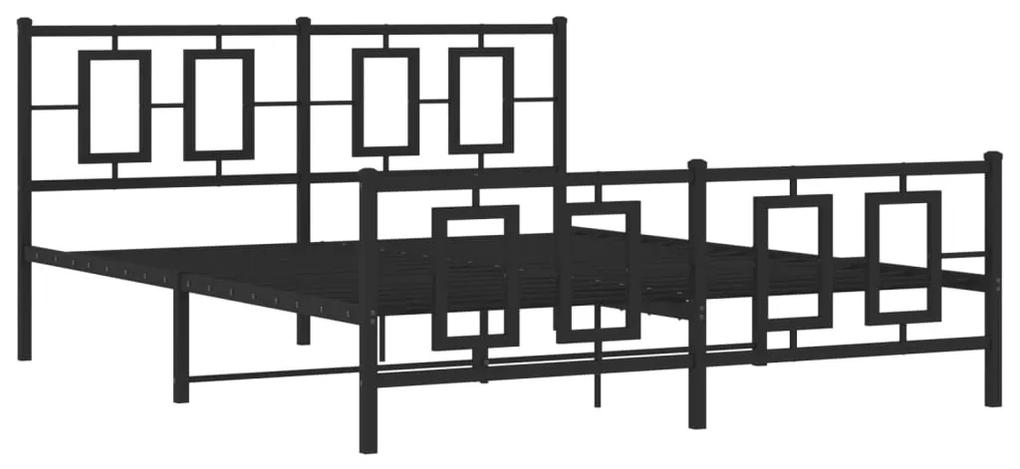 374261 vidaXL Cadru pat metalic cu tăblie de cap/picioare, negru, 150x200 cm