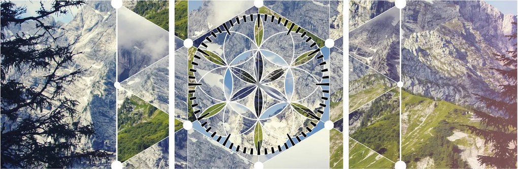 Tablou - Model geometric (cu ceas) (90x30 cm)