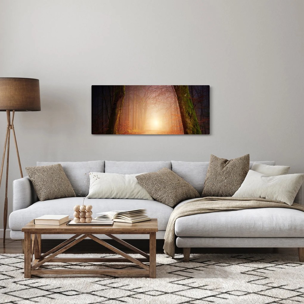 Tablou cu pădurea toamna în ceață (120x50 cm)