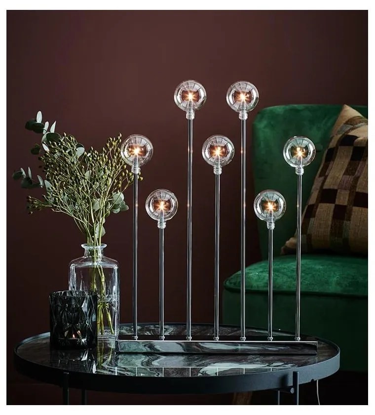 Sfeșnic cu becuri Markslöjd Junior, înălțime 50 cm, argintiu